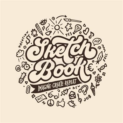 Sketchbook Cover Hand Drawn Design. Vector Vintage Illustration. Stock Vector - Illustration of ...