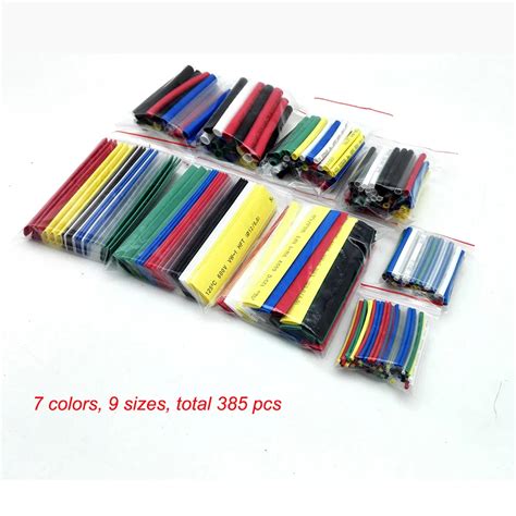 385pcs Cable Sleeve Heat Shrink Tubing 2:1 Polyolefin Shrink Assorted Wrap Wire Insulated ...