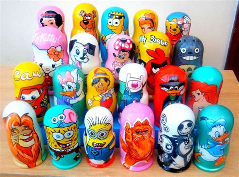 Russian nesting Dolls "Disney & TV Characters Collection" Hand-painted in Russia | eBay