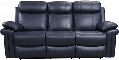 Dark Blue Leather Reclining Sofa | Baci Living Room