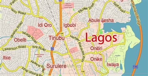 Lagos State, Nigeria PDF Vector Map: Full Extra High Detailed + Admin Areas editable Adobe PDF ...