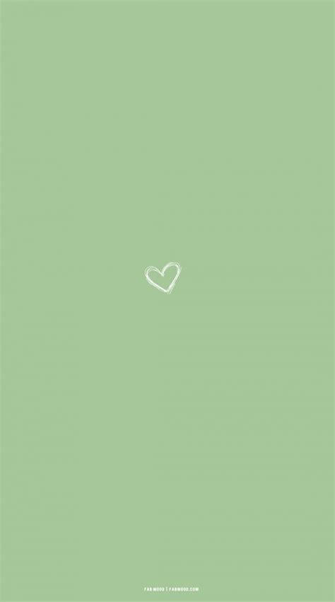 20 Cute Spring Wallpaper for Phone & Iphone : Heart Sage Green Background 1 - Fab Mood | Wedding ...