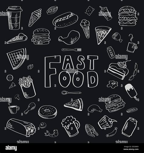 Fast food. Black background. Vector fast food Stock Vector Image & Art - Alamy