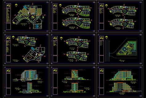 5-Star Hotel Layout Plan and Elevations AutoCAD File DWG | Hotel room design plan, Hotel floor ...