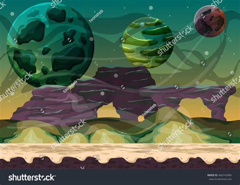 Cartoon Vector Space Landscape Separated Layers Stock Vector (Royalty Free) 446743984