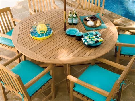 Oxford Garden Dining 47'' Wide Wood Round Umbrella Hole Table | RDTA