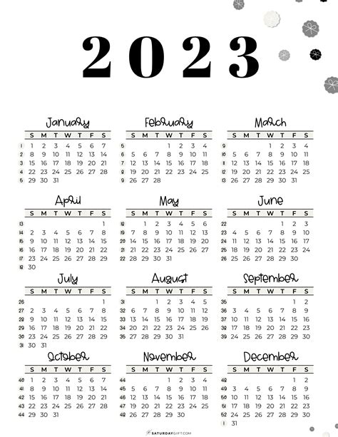 2023 Calendar Printable - Cute & Free 2023 Yearly Calendar Templates | Yearly calendar template ...