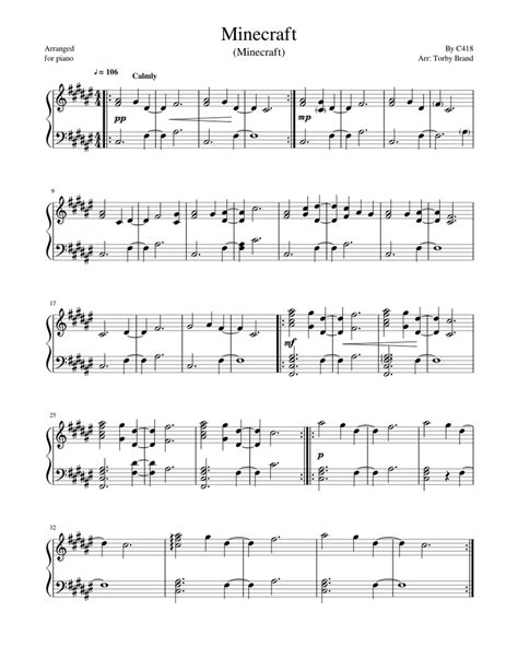 Minecraft (Title) Sheet music for Piano | Download free in PDF or MIDI | Musescore.com