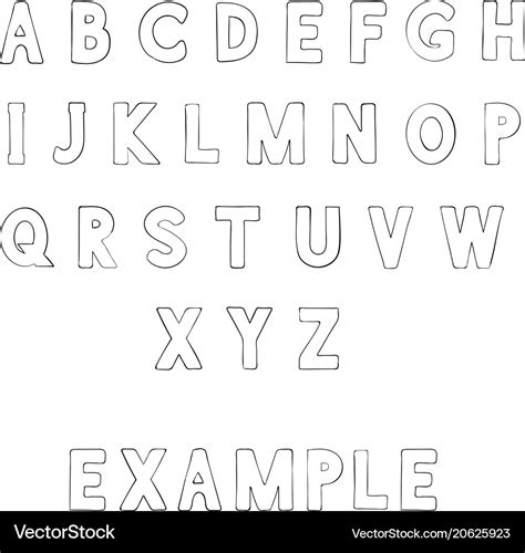 Font outline alphabet letters Royalty Free Vector Image