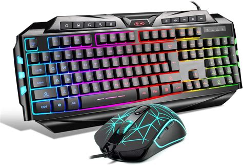 Wired Gaming Keyboard and Mouse Combo,MageGee GK710 Backlit Keyboard and White Gaming Mouse ...