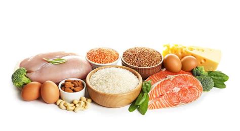 Set of Natural Food High in Protein on White Stock Image - Image of lifestyle, balanced: 135336331