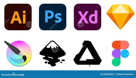 Set of Graphic Design Software Logo Editorial Photo - Illustration of button, photoshop: 226498531