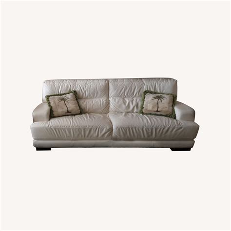 Rooms To Go White Leather Sofa - AptDeco