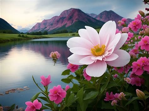 Beautiful flowers with beautiful scenery. AI image generate 26843137 Stock Photo at Vecteezy