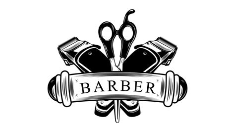 barber shop and shaving machine logo design 19495567 Vector Art at Vecteezy