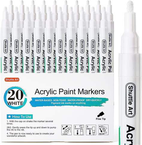 White Acrylic Paint markers - Set of 20 — Shuttle Art