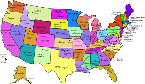 Clipart - United States Map With Capitals, and State Names