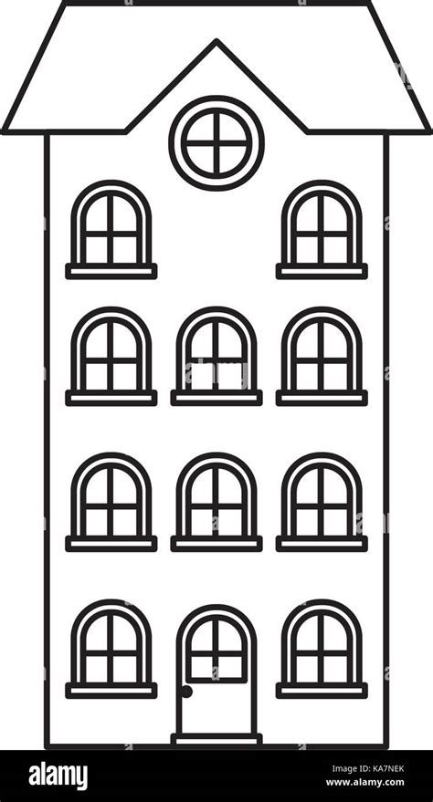 building apartment of four floors monochrome silhouette Stock Vector Image & Art - Alamy