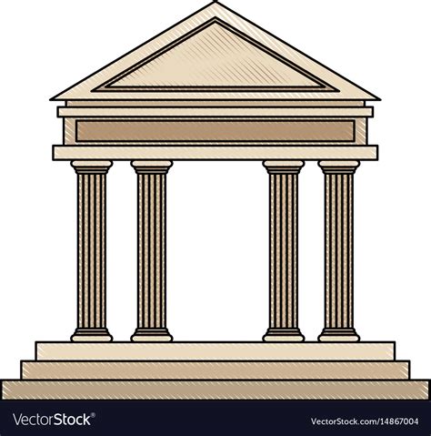 Drawing bank building facade financial investment Vector Image