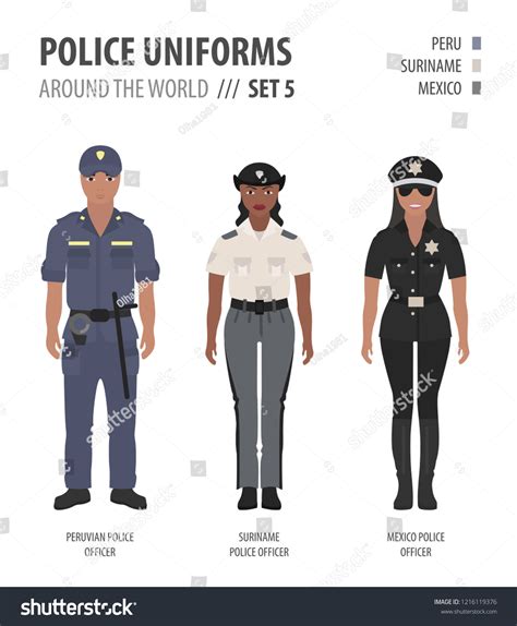 Police Uniforms Around World Suit Clothing Stock Vector (Royalty Free) 1216119376 | Shutterstock