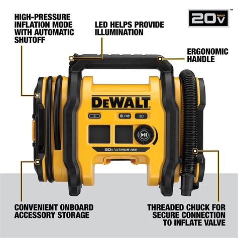 Dewalt 20 Volt MAX Tire Inflator Compact and Portable Bare Tool