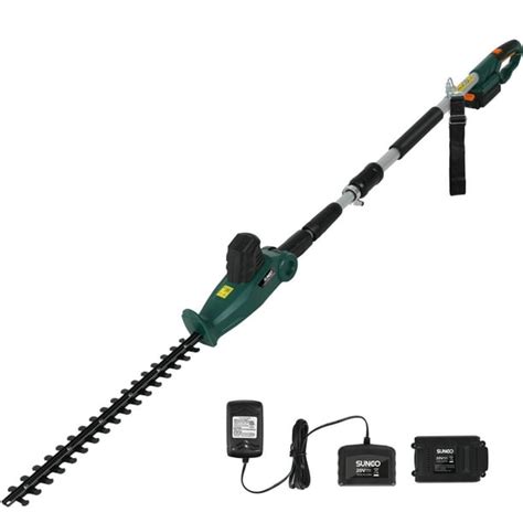 SUNCOO Cordless Pole Hedge Trimmer, 20-inch Battery-Powered Telescoping Trimmers, 2.0AH Battery ...