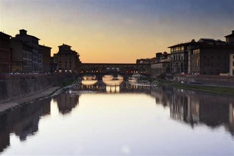 Ponte Vecchio at sunset stock image. Image of travel - 144098727