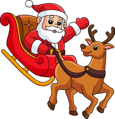 Christmas Santa Sleigh a Reindeer Cartoon Clipart 10789063 Vector Art at Vecteezy