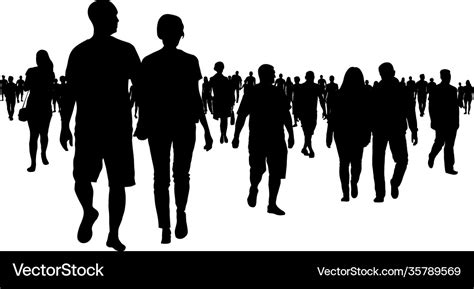 Crowd people walking silhouette Royalty Free Vector Image