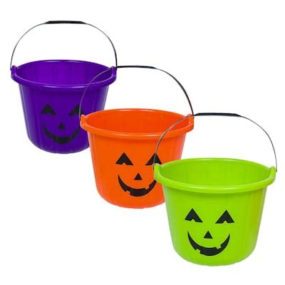 Wholesale 7" Plastic Halloween Pumpkin Buckets - Assorted