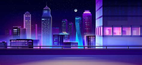 Free Vector | City night skyline cartoon background | Cartoon background, Modern metropolis ...