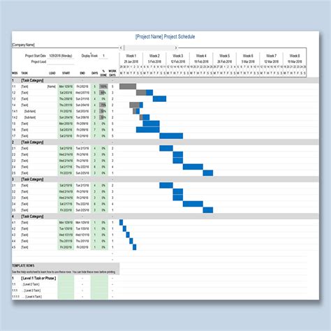 Project Management Gantt Chart Excel Template