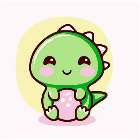 Cute chibi Dinosaur illustration Dinosaur kawaii vector drawing style Dinosaur cartoon 17048066 ...