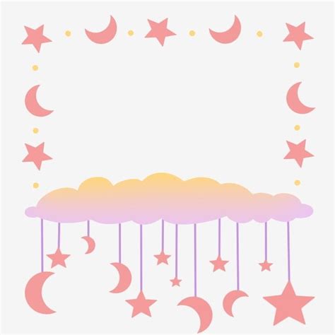 Moons And Stars PNG Transparent, Moon Stars Border Illustration, Curved Moon, Cartoon ...