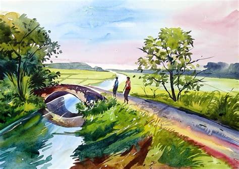 Watercolor Landscape Scenery Painting : r/drawing