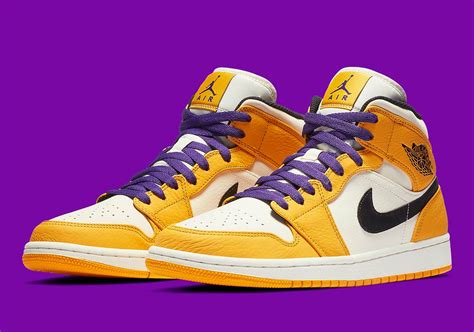 Jordan 1 Mid Lakers 852542-700 Release Info | SneakerNews.com