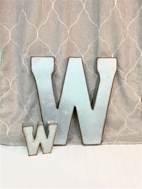 Large Metal Letter/Letter W/Galvanized Metal Wall Letter/Large