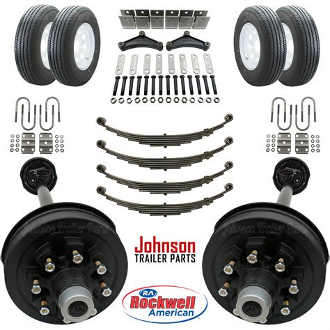 Tandem 7,000 lb Electric Brake Trailer Axle Kit w/ Wheels & Tires