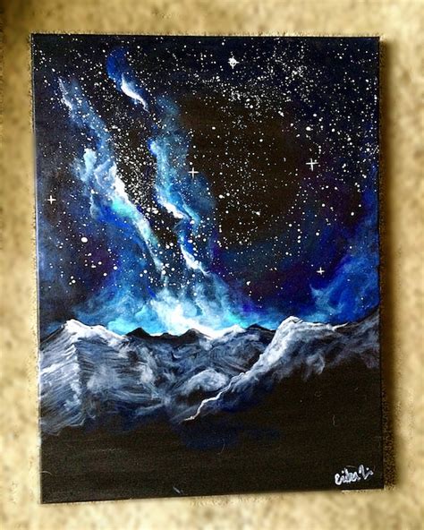 Items similar to Blue painting, galaxy art, galaxy painting, space art, Milky Way painting ...