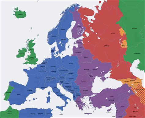 Europe Time Zone Map • Mapsof.net