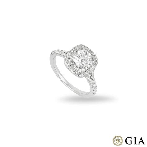 Platinum Cushion Cut Diamond Ring 1.01ct D/SI2 | Rich Diamonds