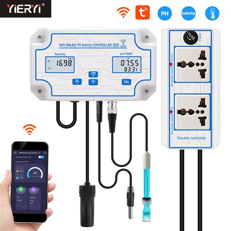 WiFi Data Logger Temp PH Salinity Meter Online Controller Seawater SaltWater Tester