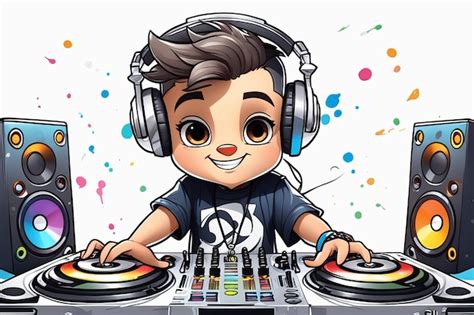 Premium AI Image | dj in headphones cartoon illustration created with generative AI software