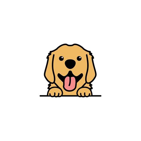 Cute golden retriever puppy smiling cartoon, vector illustration 6936406 Vector Art at Vecteezy