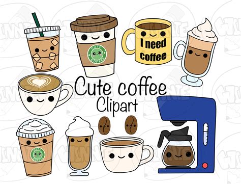 Warranty and FREE shipping Coffee Clipart Kawaii Coffee Clipart Cute Coffee Clipart Coffee Clip ...