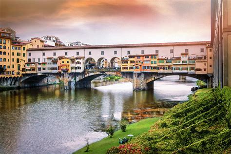 Sunset at Ponte Vecchio Florence Italy Photograph by Carol Japp - Pixels