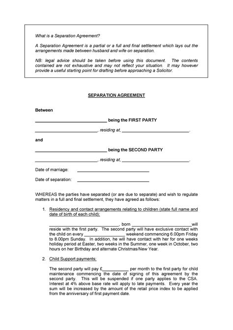 43 Best Separation Agreement Templates (& Separation Papers)