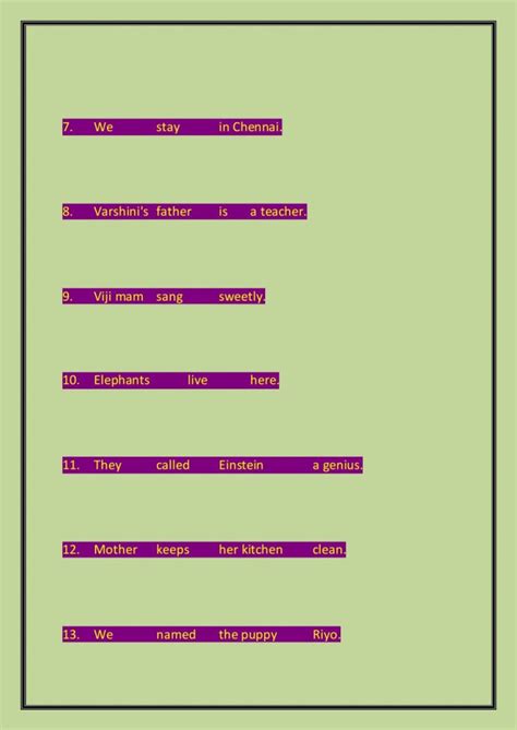 Sentence Pattern Interactive Worksheet - Sentenceworksheets.com