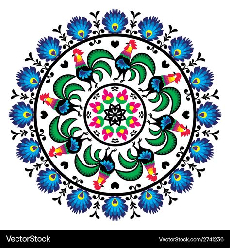 Polish traditional folk art pattern in circle w Vector Image