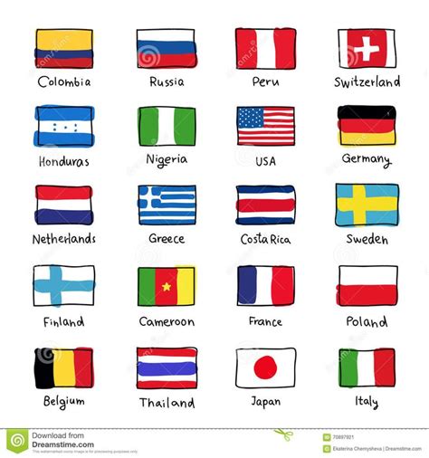 Icons Of Flags Of Different Countries Stock Vector - Illustration of france, outline: 70897921 ...